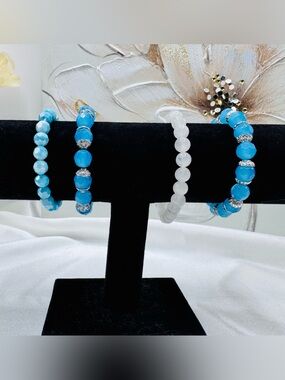 Tropical Ocean Blue Theme beaded stretch bracelets
